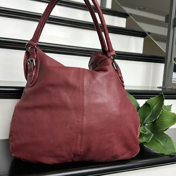 J.Jill Berry Red Genuine Leather Shoulder Bag Purse | Slouchy Soft Hobo Handbag - Picture 2 of 12